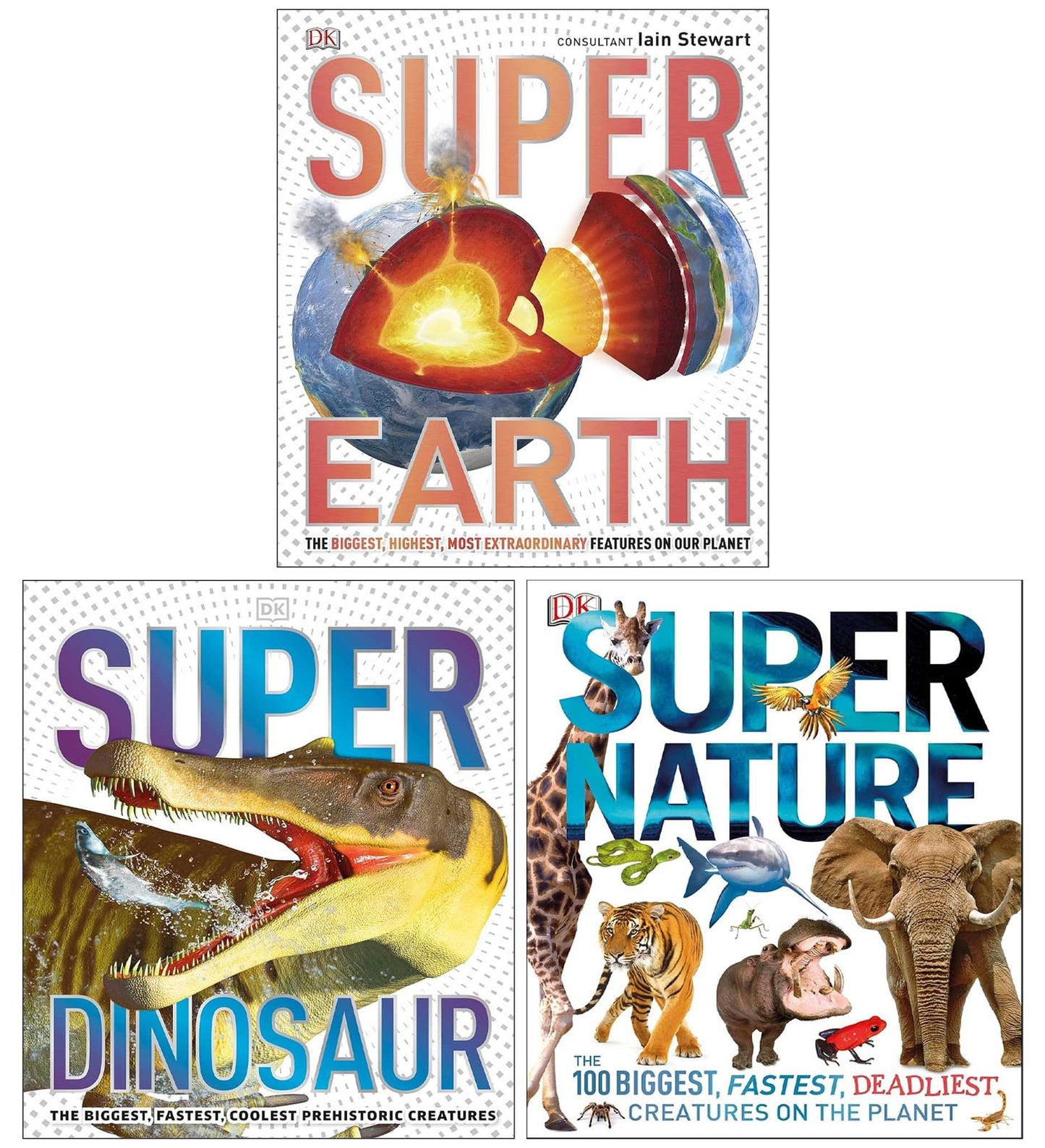 The Super Encyclopedia Collection By DK 3 Books Set (Nature, Earth and Dinosaur)