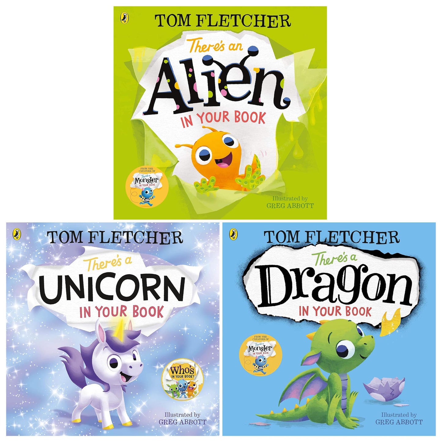 Who's In Your Book? Series By Tom Fletcher 3 Books Collection Set (There's a Unicorn in Your Book, There's a Dragon in Your Book and There's an Alien in Your Book)