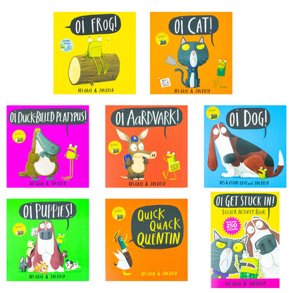 Oi Frog and Friends 8 Books Collection Set By Kes Gray (Oi Frog!, Oi Dog!, Oi Cat!, Oi Get Stuck In!, Oi Puppies!, Oi Duck-billed Platypus!, Quick Quack Quentin and Oi Aardvark!)