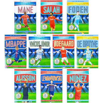 Ultimate Football Heroes Series 2 - 10 Books Collection Set By Matt and Tom Oldfield (Mane, Salah, Foden, Mbappe, Vinicius Jr, Odegaard, De Bruyne, Alisson, Lewandowski, Nunez) NEW VERSION