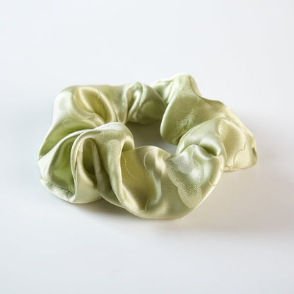 Pure Mulberry Silk French Scrunchie | Green Cloud | Jacquard Silk | 2 inch | 20 Momme | Brush Collection