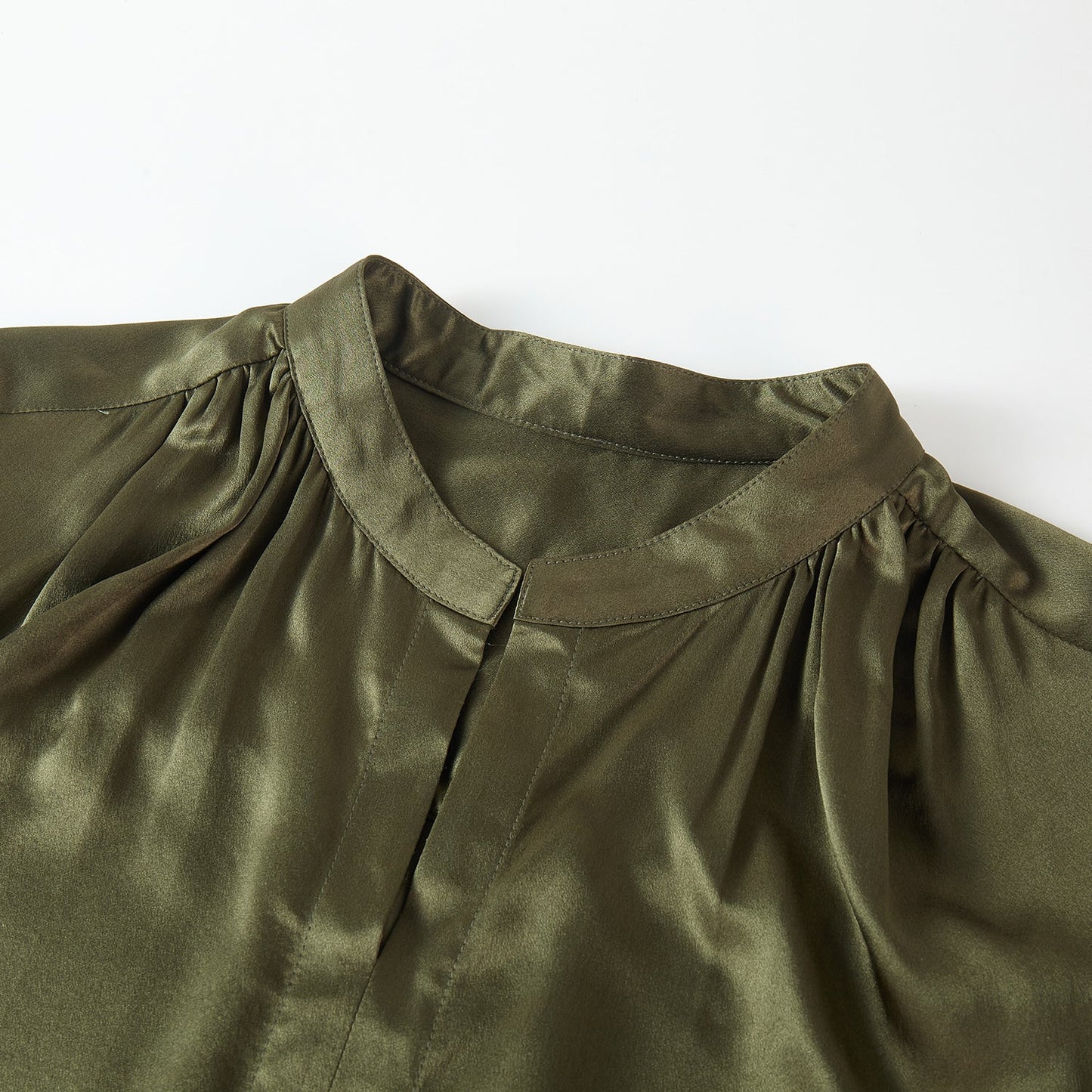 Custom Pure Silk Long Sleeve Y-neck Blouse | Eshonai | 22 Momme Silk Charmeuse