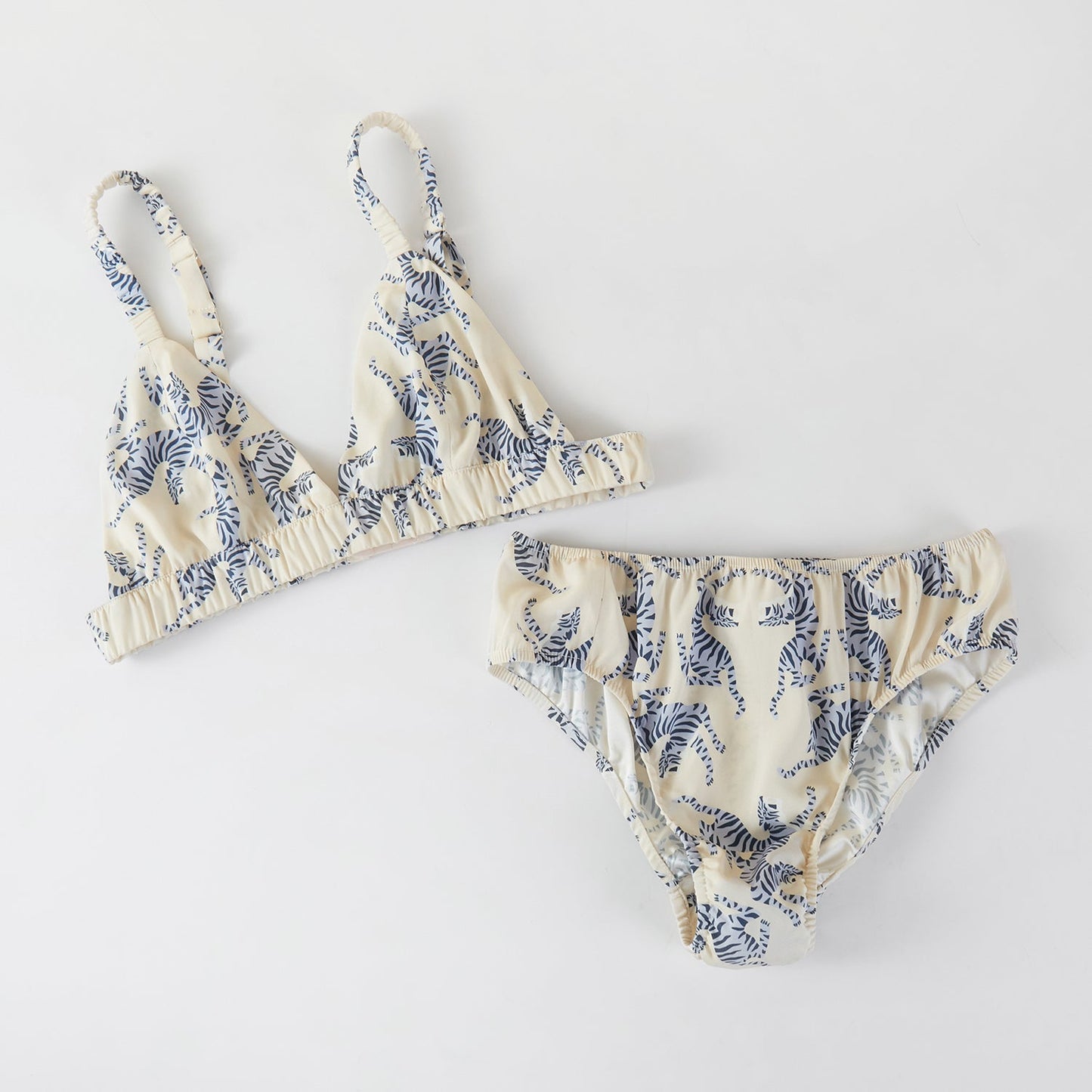 Custom Made Pure Mulberry Silk Bralettes and Panties | Arching Tiger | No Wire No Padding | 19 Momme |