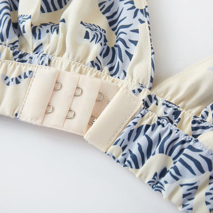 Custom Made Pure Mulberry Silk Bralettes and Panties | Arching Tiger | No Wire No Padding | 19 Momme |