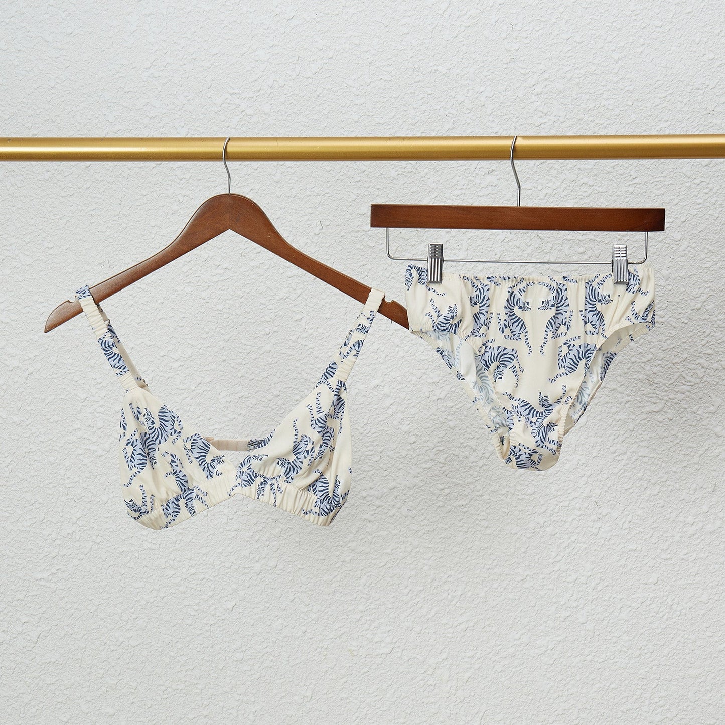 Custom Made Pure Mulberry Silk Bralettes and Panties | Arching Tiger | No Wire No Padding | 19 Momme |