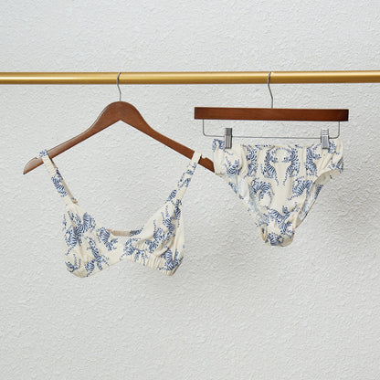 Custom Made Pure Mulberry Silk Bralettes and Panties | Arching Tiger | No Wire No Padding | 19 Momme |