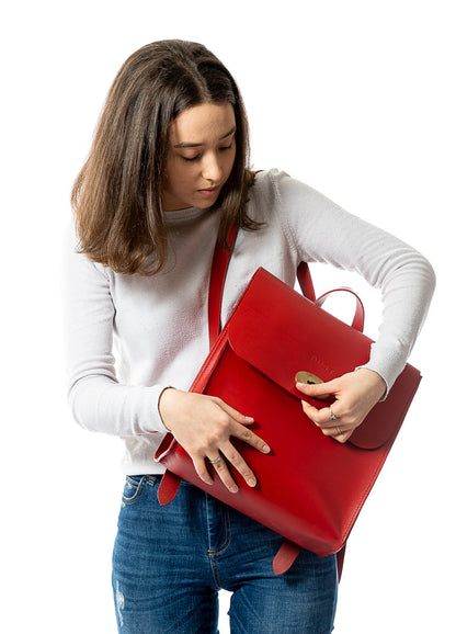 Leather Backpack in Cuoio Red Artist Collection