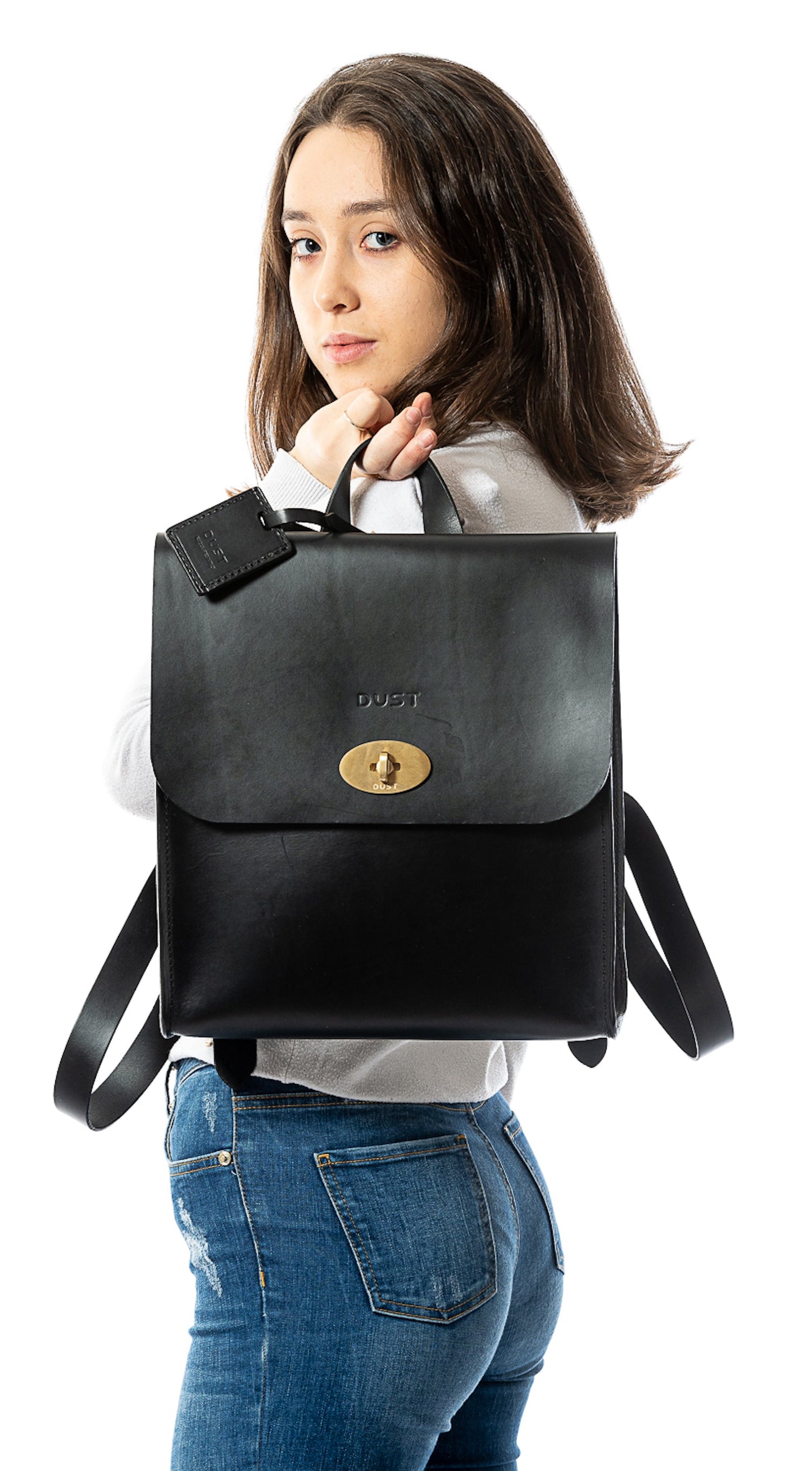 Leather Backpack in Cuoio Black Artist Collection