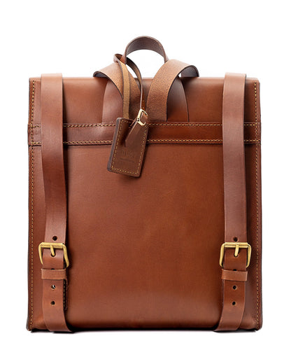 Leather Backpack in Cuoio Brown Artist Collection