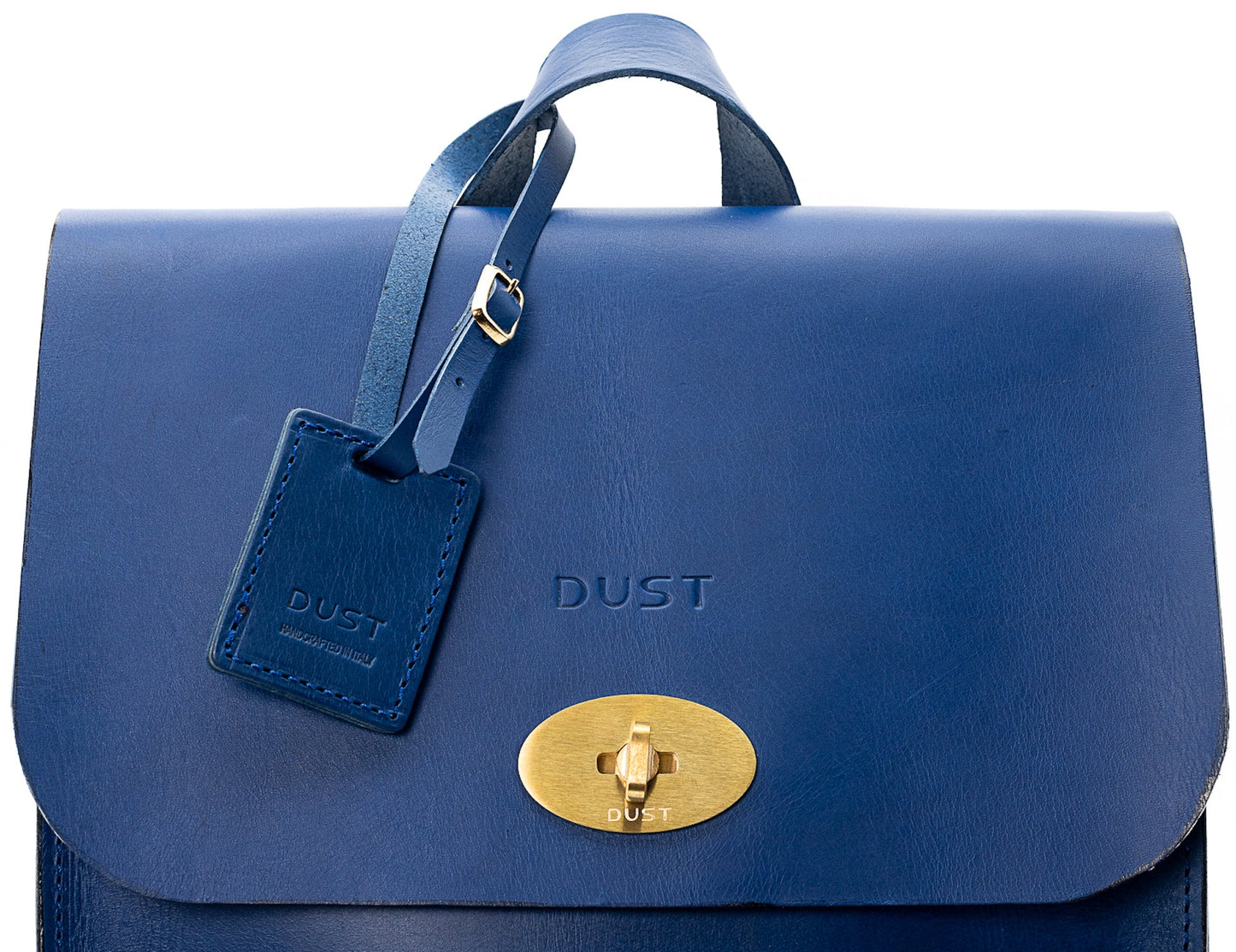 Leather Backpack in Cuoio Blue Artist Collection