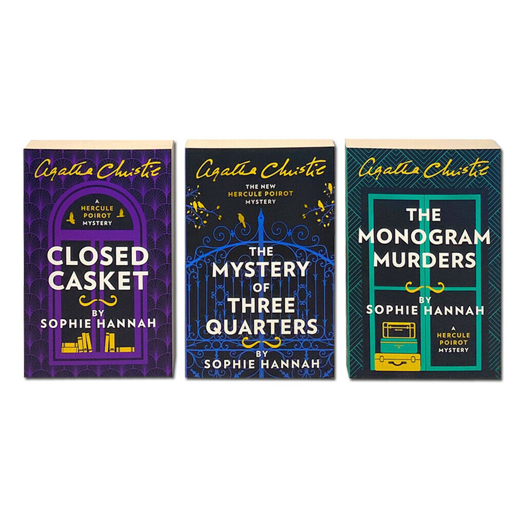 Agatha Christie Hercule Poirot Mysteries 3 Books Collection Set - The Monogram Murders, Closed Casket, Mystery of Three Quarters