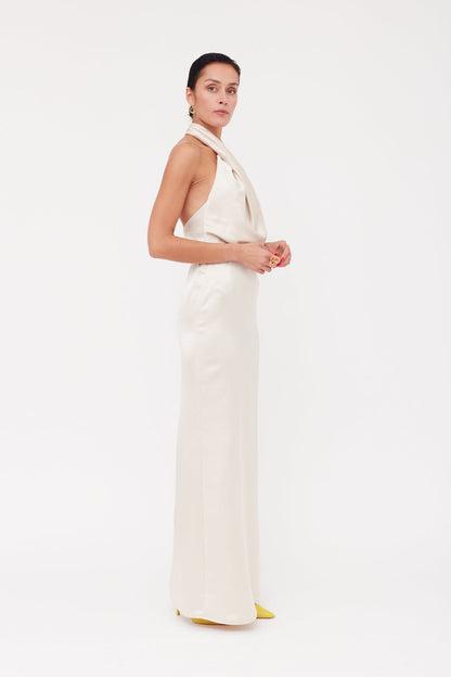 ALIUR champagne X Neckline Evening Dress