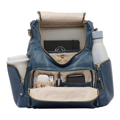 Amber Denim Blue Leather Backpack - Ex Display