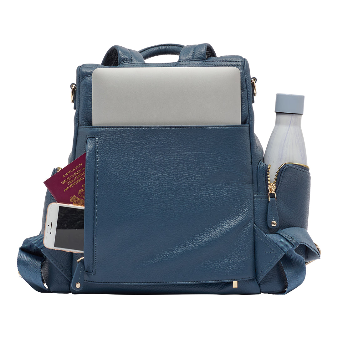 Amber Denim Blue Leather Backpack - Ex Display