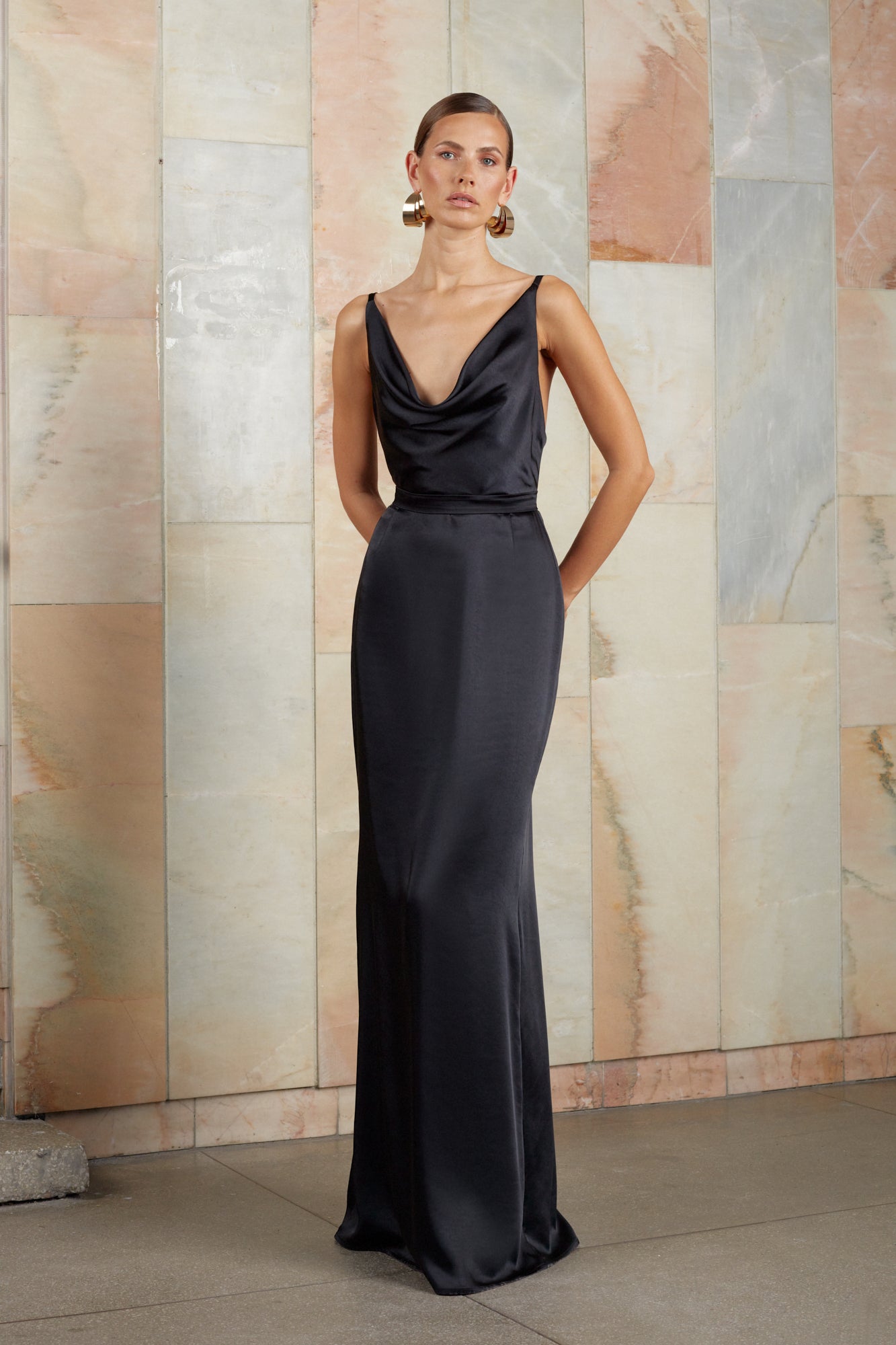 Black Open Back Maxi Dress AMILA