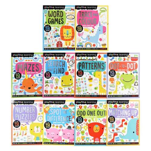 Playtime Learning Numbers Words Colours Sticker Activity 10 Books Set