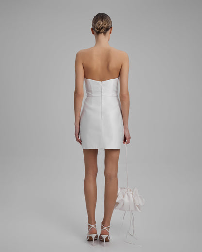 JOY DRESS | strapless mini in white