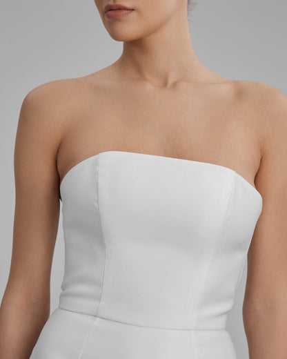 JOY DRESS | strapless mini in white