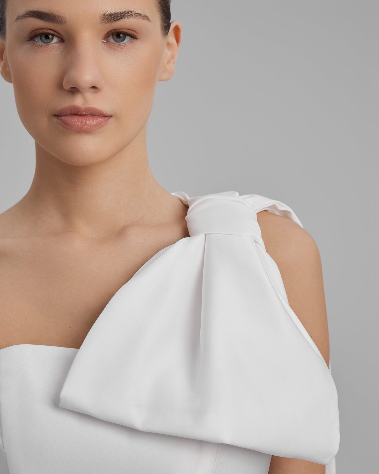 JOY DRESS + CAPE BOW | strapless mini in white