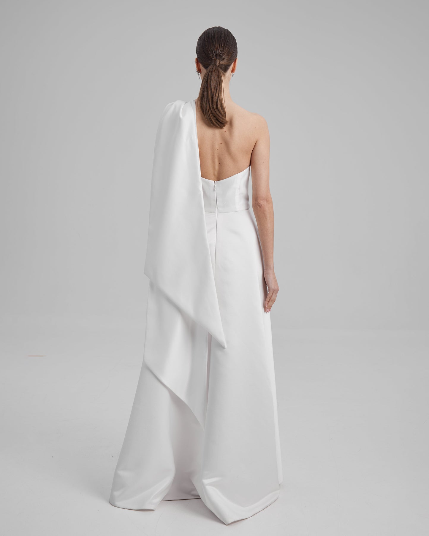 EVE DRESS + CAPE BOW | Strapless A line maxi dress in white