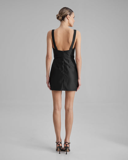 LUNA DRESS | square neckline mini in black