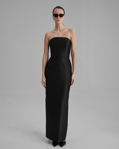 GIGI DRESS | strapless cone maxi in black