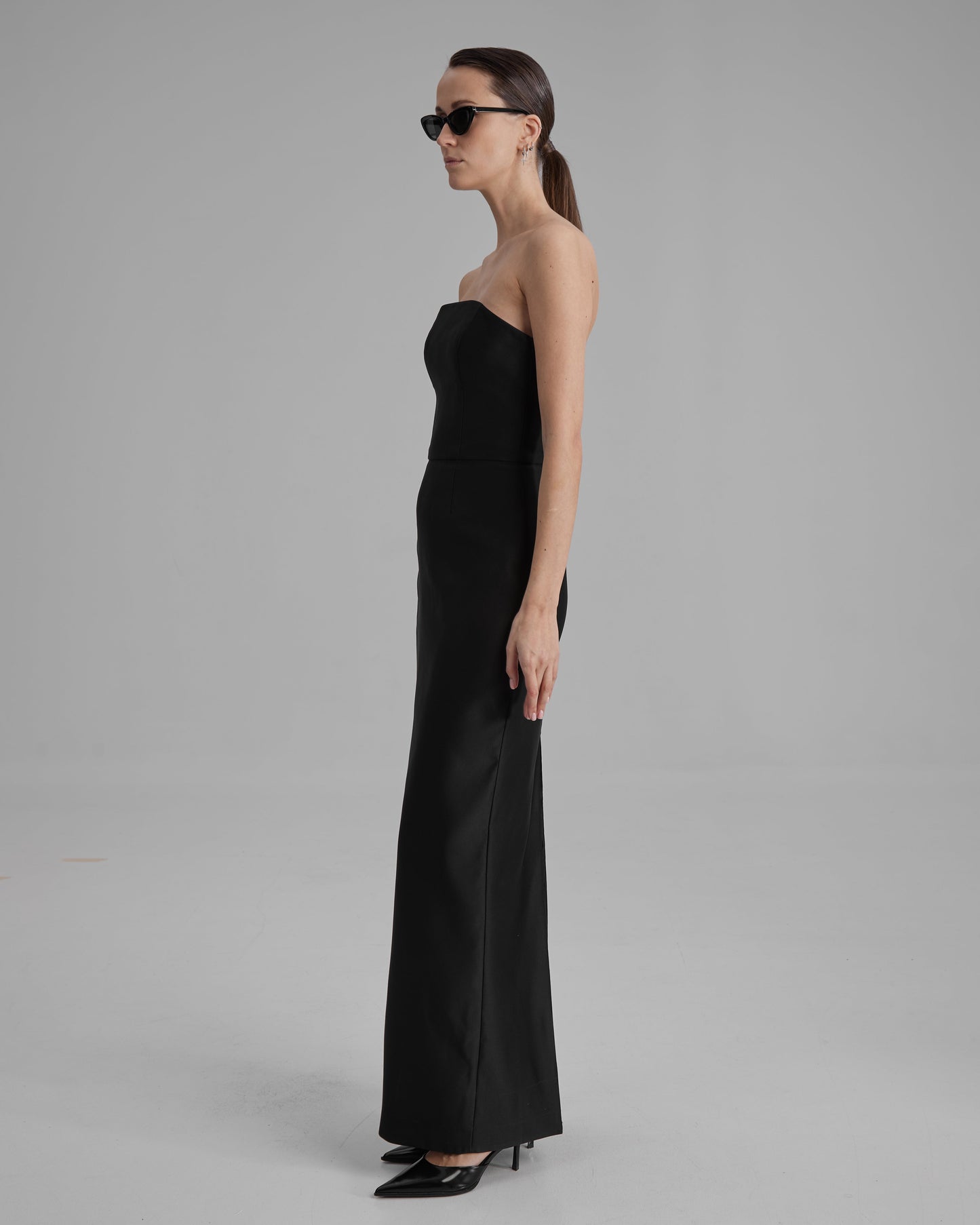 GIGI DRESS | strapless cone maxi in black