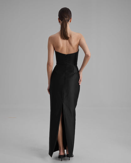 GIGI DRESS | strapless cone maxi in black