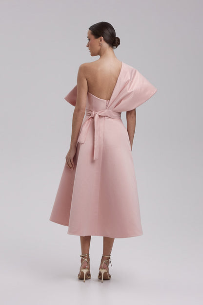 SABINE DRESS + KIMONO BOW | heart neckline midi in powder pink
