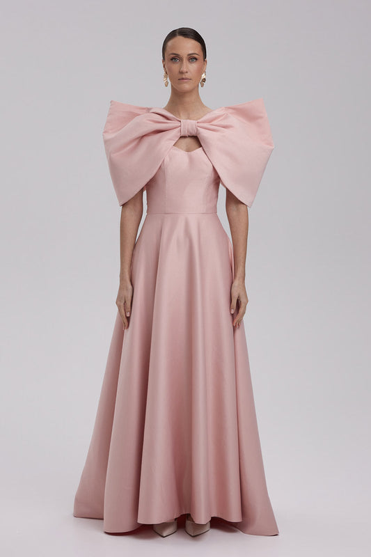 SALVIA DRESS + OBI BOW | A line maxi in powder pink