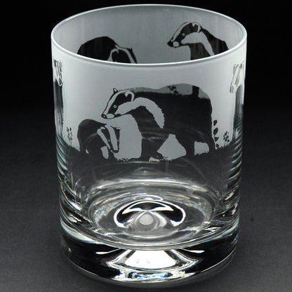 Badger Whiskey Tumbler Glass - Hand Etched/Engraved Gift