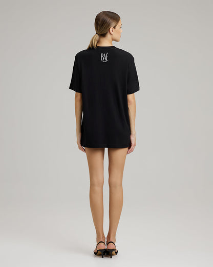 T-SHIRT DRESS WITH FEATHERS | forever his BAÉ in black