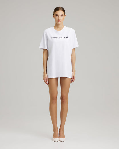 T-SHIRT DRESS WITH FEATHERS | forever his BAÉ in white