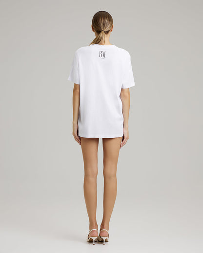 T-SHIRT DRESS WITH FEATHERS | forever his BAÉ in white