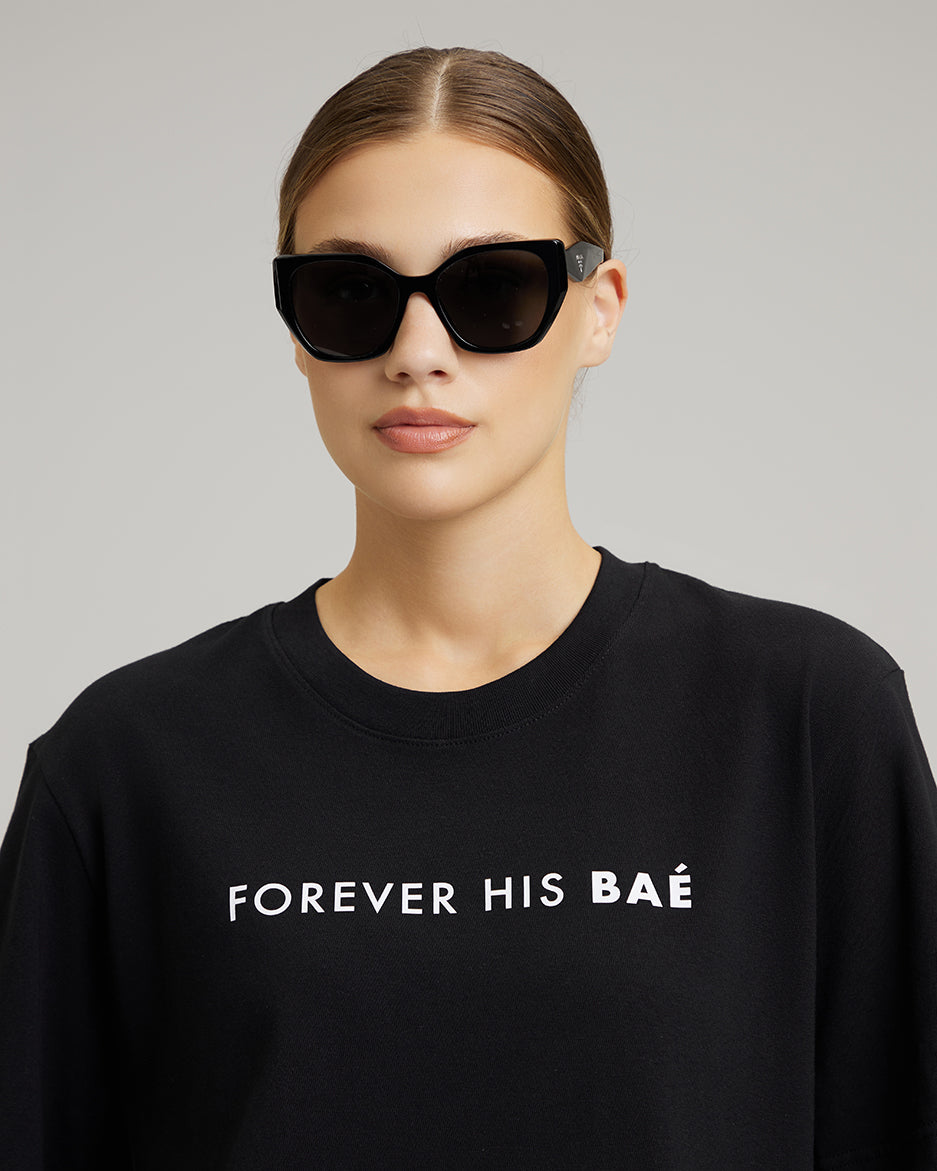 T-SHIRT DRESS WITH FEATHERS | forever his BAÉ in black