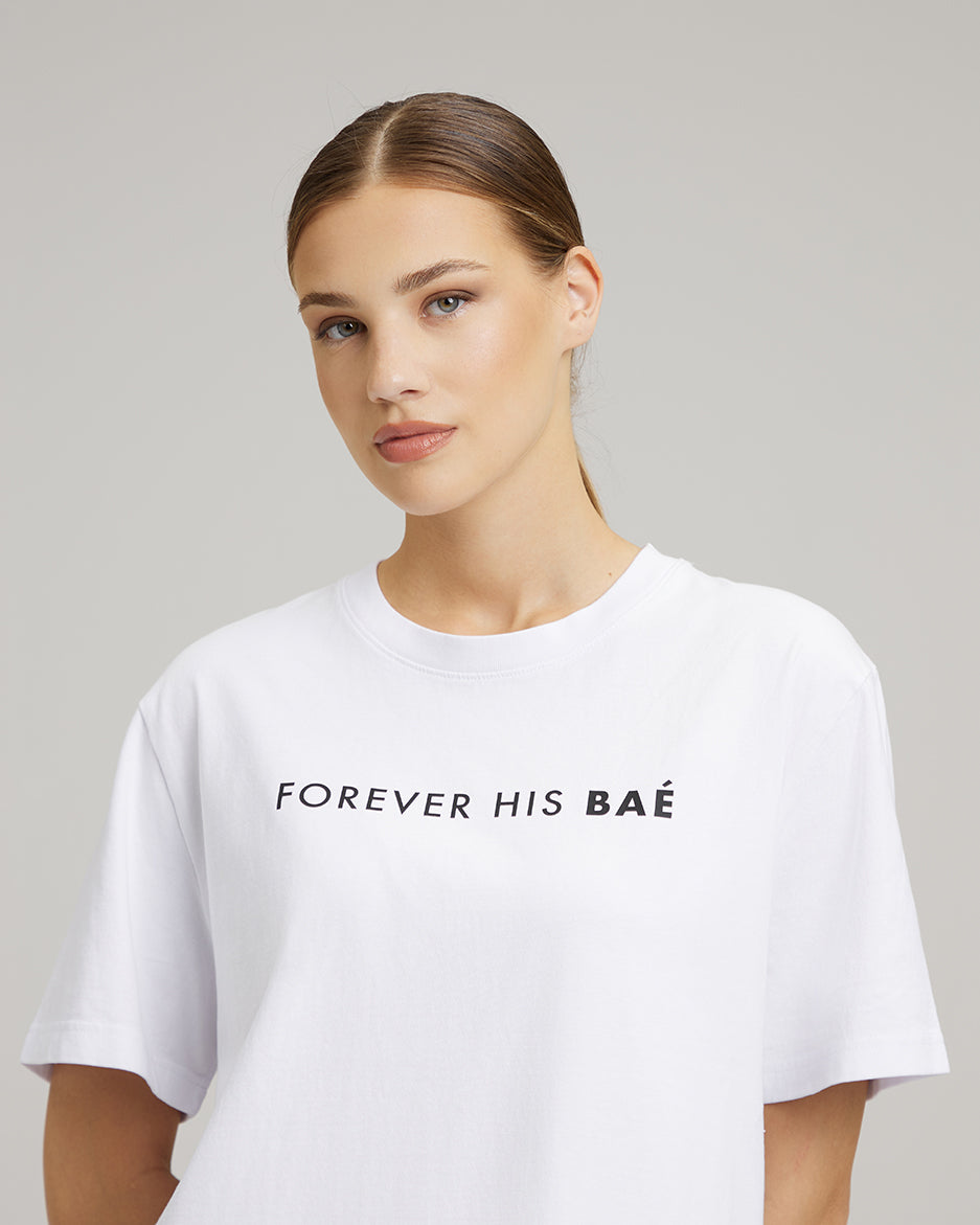 T-SHIRT DRESS WITH FEATHERS | forever his BAÉ in white