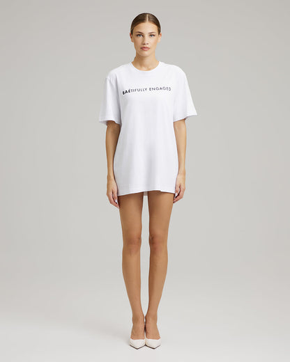 T-SHIRT DRESS WITH FEATHERS | BAÉtifully engaged in white