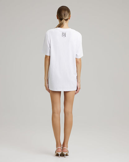 T-SHIRT DRESS WITH FEATHERS | BAÉtifully engaged in white