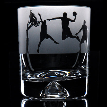 Basketball Whiskey Tumbler Glass - Hand Etched/Engraved Gift