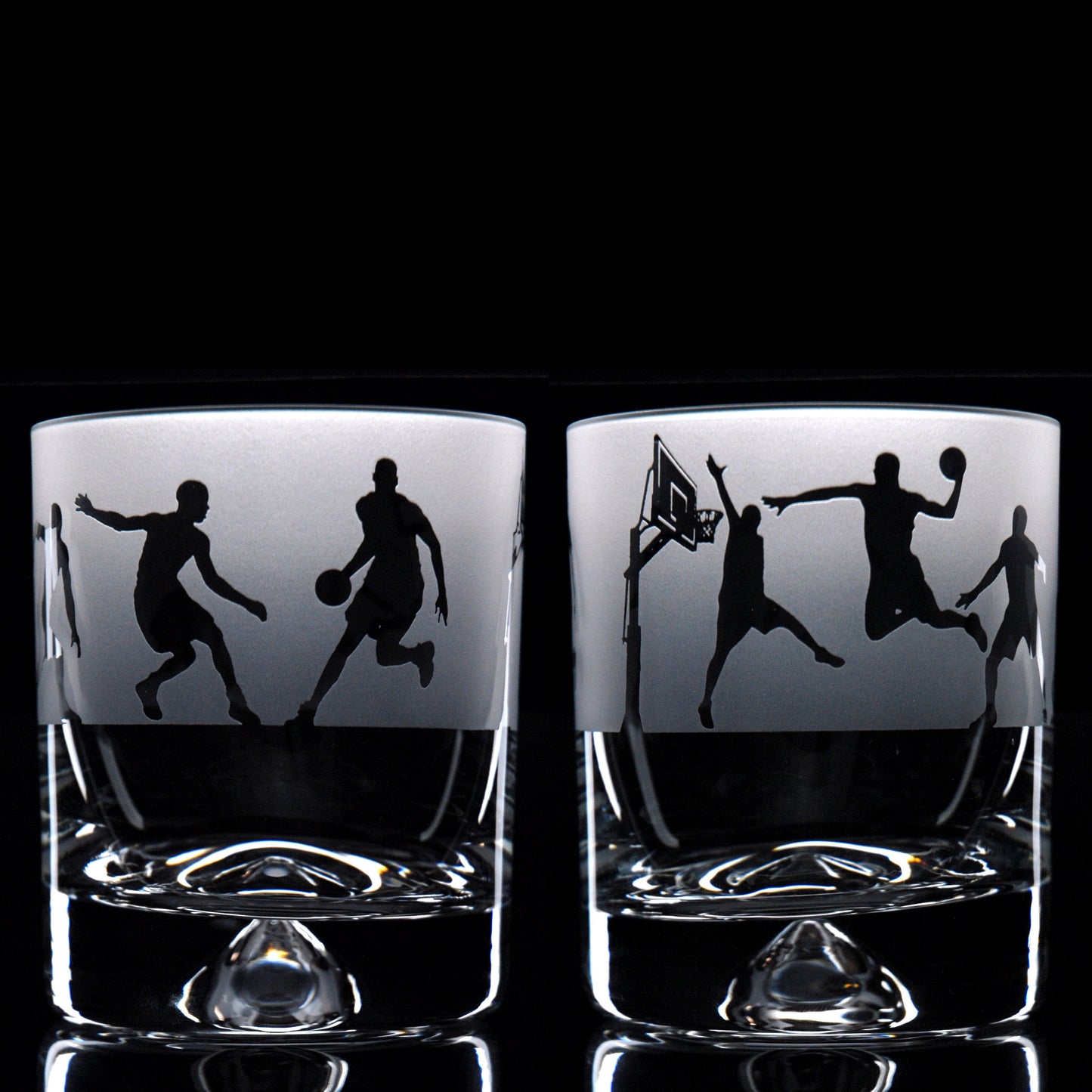 Basketball Whiskey Tumbler Glass - Hand Etched/Engraved Gift