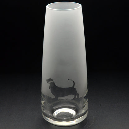 Basset Hound Dog Glass Bud Vase - Hand Etched/Engraved Gift