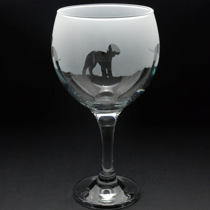 Bedlington Terrier Dog Gin Cocktail Glass - Hand Etched/Engraved Gift