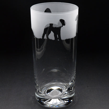 Bedlington Terrier Dog Highball Glass - Hand Etched/Engraved Gift