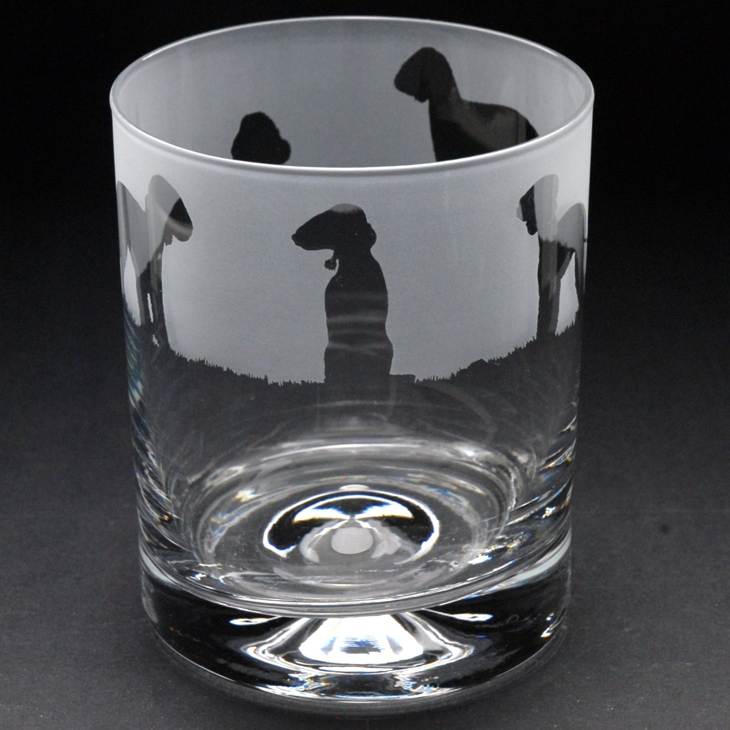 Bedlington Terrier Dog Whiskey Tumbler Glass - Hand Etched/Engraved Gift