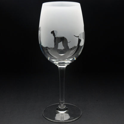 Bedlington Terrier Dog Crystal Wine Glass - Hand Etched/Engraved Gift