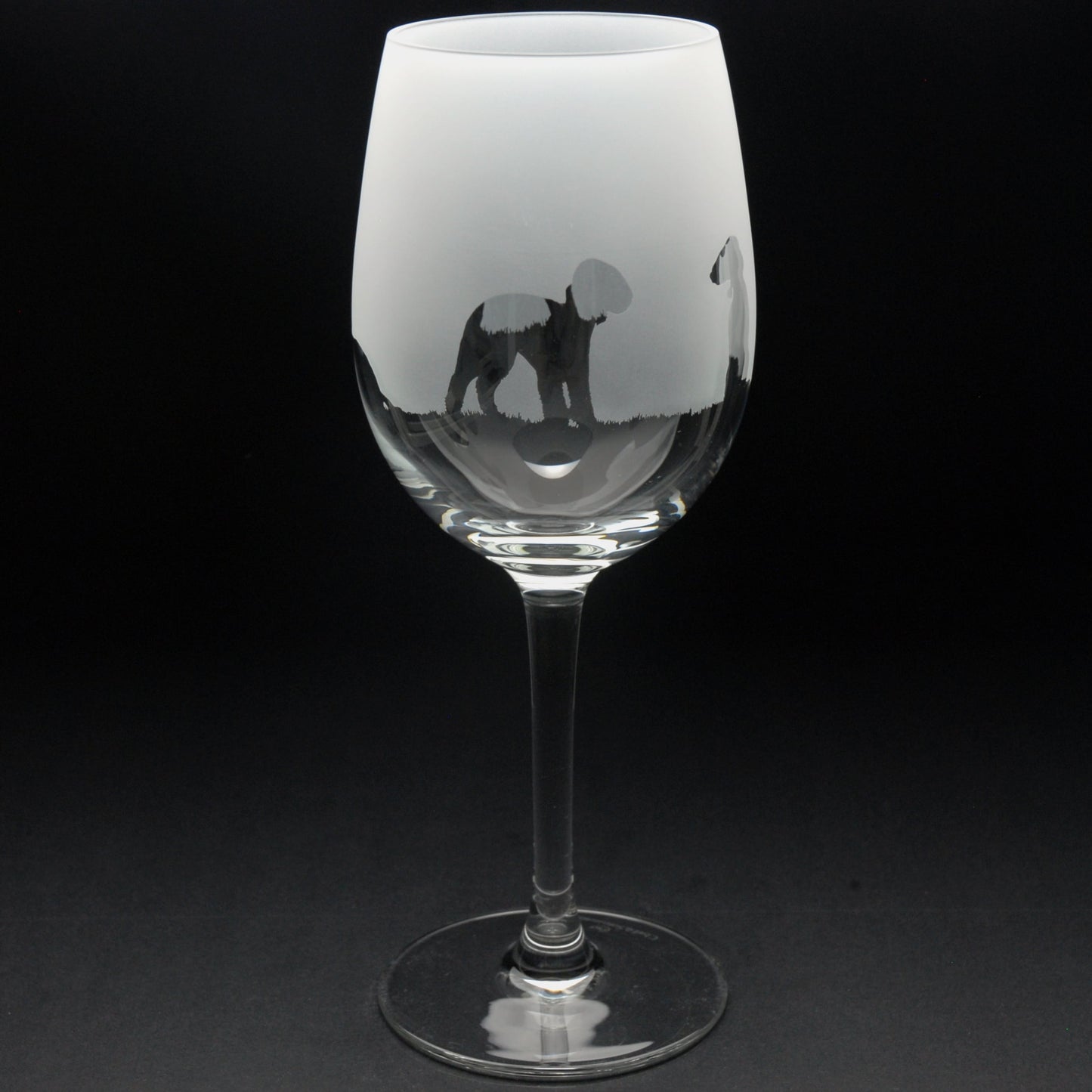 Bedlington Terrier Dog Crystal Wine Glass - Hand Etched/Engraved Gift