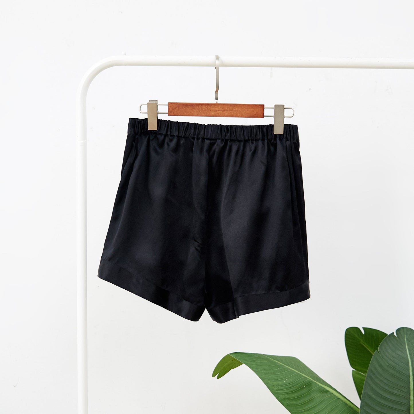 Black Pure Mulberry Silk Shorts | High-Waisted | 19 Momme | Soar Collection