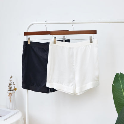 Black Pure Mulberry Silk Shorts | High-Waisted | 19 Momme | Soar Collection