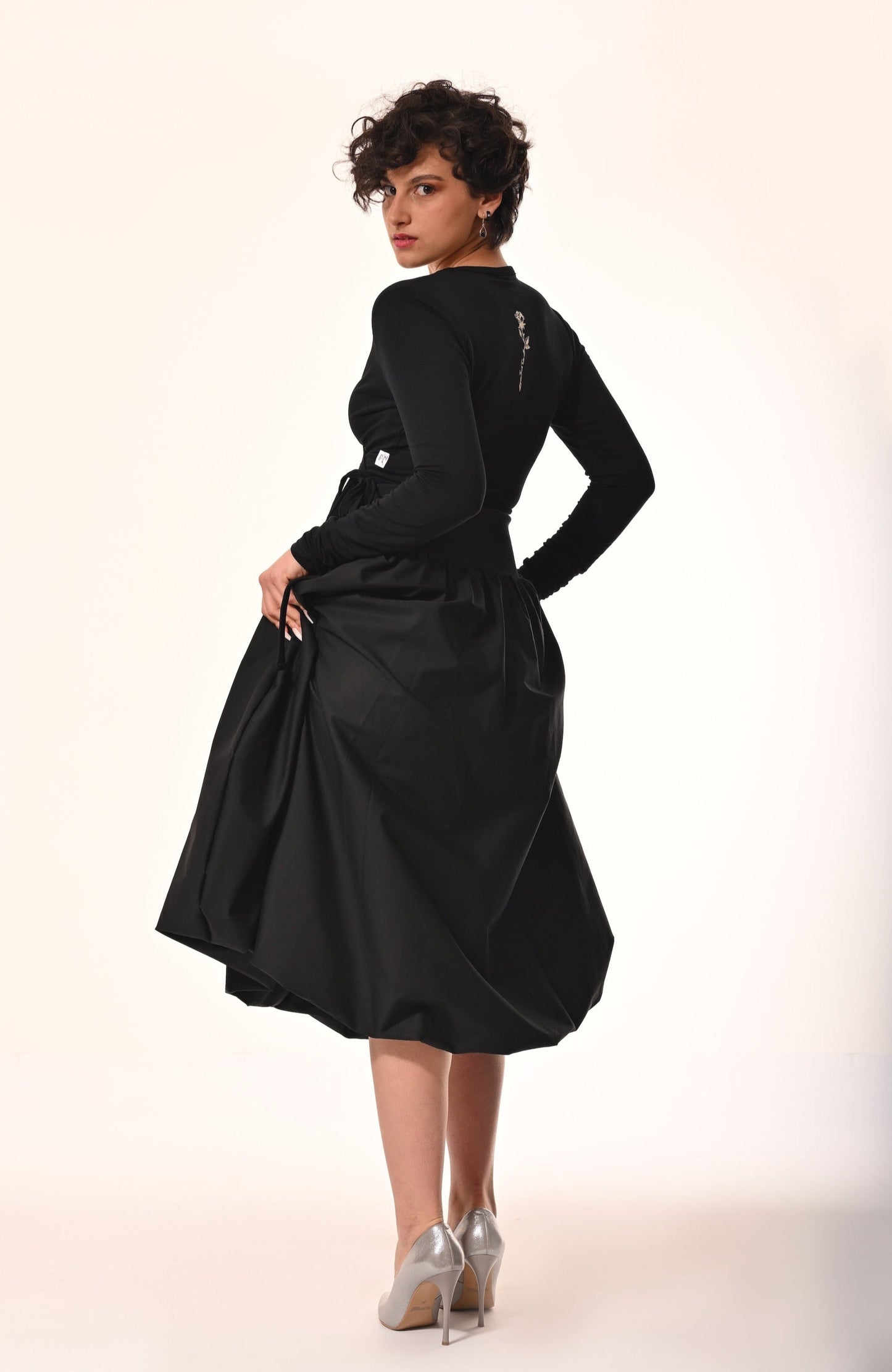 Enoki Puffball Skirt In Black