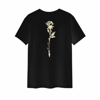 Frock Tales Rose Printed Organic Tee In Black